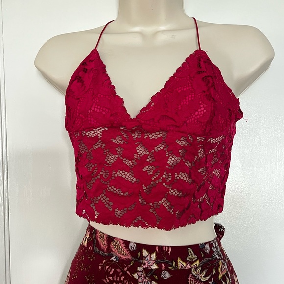 Free People Other - 🤑 Buy 3 for $15 Free People lace bralettes sz M wine red burgundy color